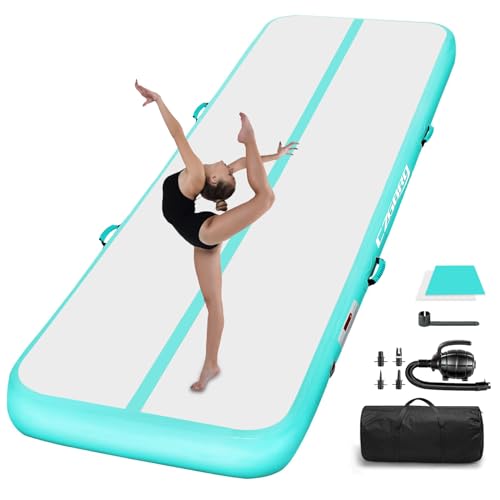 Air Mat Tumble Track, Gymnastics Mats Tumbling Track with Electric Air Pump for Home Use Cheerleading Training Kids Gym Yoga - color: Green, size: 13ftx3.3ftx4inch