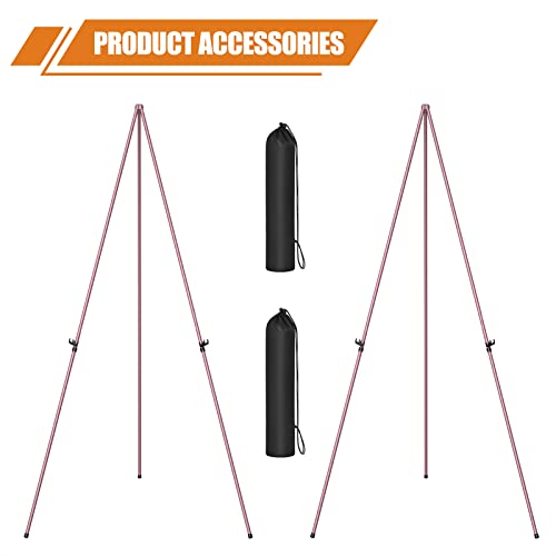 Easel Stand for Display, Aredy 63" Portable Painting Easel, Lightweight Metal Easels for Painting Canvas, Wedding Sign (2 Pack, Pink) - style: 2 pack (PINK)