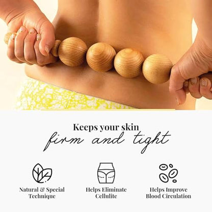Tuuli Accessories - Ball Wooden Massage Roller, Multi-Functional Body Roller for Cellulite, Muscle Tension and Skin Health Support, Natural Massager for Women and Men