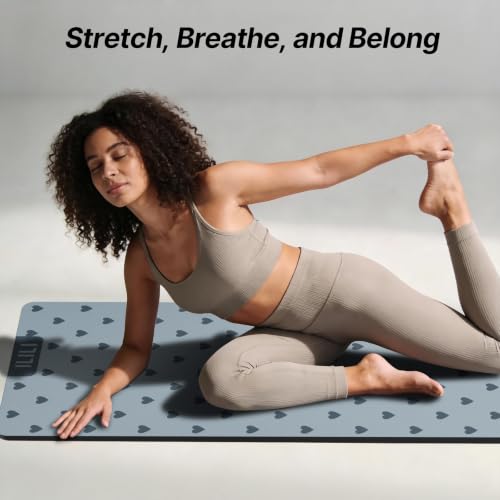 ILILI Suede TPE Yoga Mat, 10mm Thick, 76" x 28" Extra Long with Strap - color: Blue