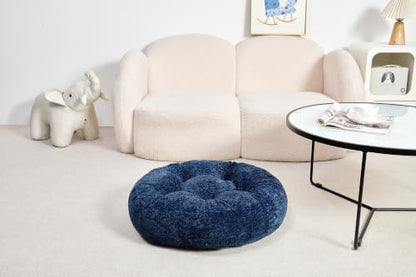 Floor Cushion Pillow, Portable Large - color: Round, Dark Blue