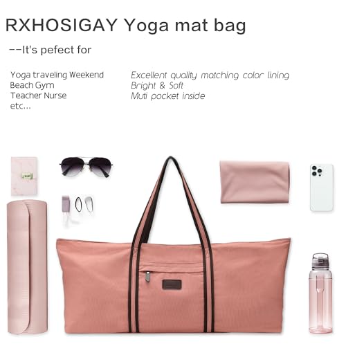 Large Yoga Mat Tote Sports Gym Pilates Carrier Shoe Bag for Women - color: Pink