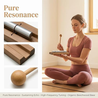 1 Tone Hand Chime Bell for healing, Meditation Chime Bar with Wooden Mallet for Teachers Classroom Management, Mindfulness Bell Percussion Instrument for Yoga, Prayer, Focus and Relaxation