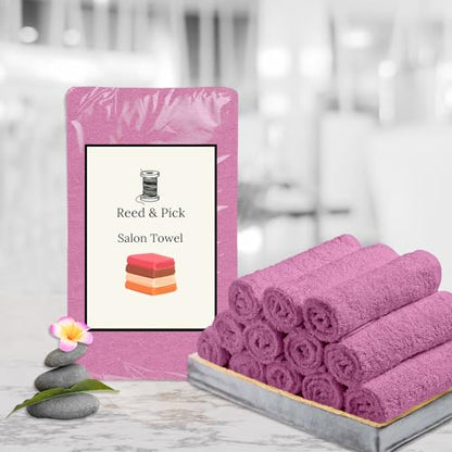 Reed&Pick Hand Towels (Pack of 24) Pink Economy Towels Salon Towels - 100% Cotton Spa Towel– 16 x 27 Inches Highly Absorbable, Facial, Gym, Hair Face Towels Bulk - color: Pink, size: 16x27 Pack of 24