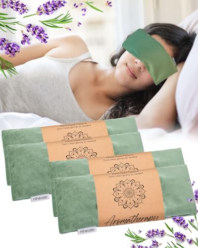 Hihealer Lavender Eye Pillow for Sleeping, Weighted Eye Mask for Spa, Yoga - color: Velvet Green 4 Pack