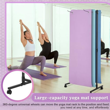 DaisyInner Hanging Yoga Mat Rolling Cart on Wheels Large Capacity Yoga Mat Rack Holder Stand Storage, Holds 40 Mats for Gym Workout Room Equipment