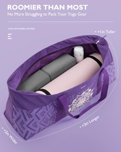 Gonex Yoga Mat Bag, Extra Canvas Gym Bag with Waterproof Pocket Metal Zipper, Fits Mat & Blocks, Stylish Yoga Mat Carrier for Women, Ideal for Yoga, Pilates, Workout, Travel - color: Purple