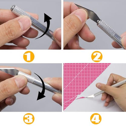 Self Healing Sewing Mat, Exacto Knife Precision Carving Craft Hobby Knife Kit for DIY Art Work Cutting, Hobby, Stencil, Scrapbooking-A4 (Pink) - color: Pink