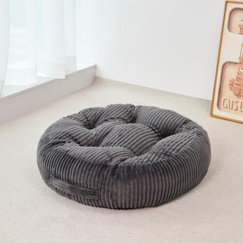 Round Floor Pillow, 6-Inch Thick Meditation Floor Cushion with PP Cotton Filling, Soft Corduroy Boho Floor Seating for Living Room, Bedroom, 22 x 22 Inches (Gray, 1 Pack) - color: Gray, size: 1 Pack