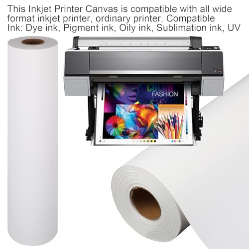 tonchean 24" x 98.4ft Canvas Roll for Printing, 240GSM Waterproof Polyester | Matte Finish, Works with Inkjet, Oil, and Photo Printing, High-resolution Surface Captures Fine Details, Wear Resistence
