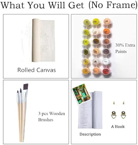Landscape Paint by Numbers Kit for Adults Beginner,Flowers House,16x20" | Full set with wooden brushes,rolled canvas,rich paints.Calming activity.Beginner friendly.Just open and paint. - color: 16"X20"Rolled Canvas(Frameless)-Landscape 11