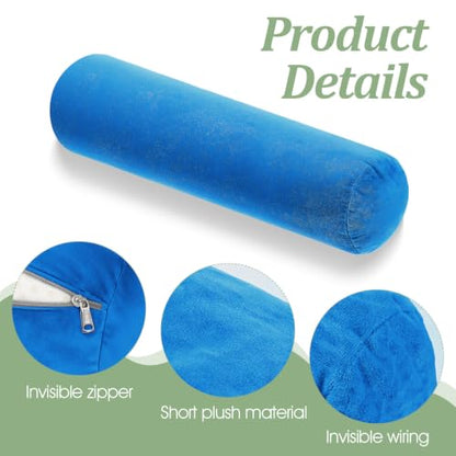 Xindojuz 2 PCS 16 x 6 Inch Support Neck Roll Pillow Cover (Blue) | Round Soft Bolster Pillow Covers with Hidden Zipper, Neck Roll Cylinder Pillowcases for Cylindrical Cushion, Pillow-Case Only - color: Blue
