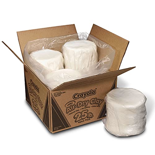 Crayola Air Dry Clay for Kids - White, 25lbs, Teacher Wishlist Supplies, Classroom Must Haves, Bulk Modeling Clay for Kids, No Bake, Sculpting & Molding Material | Classroom Must Haves, Bulk Modeling Clay for Kids, No Bake, Sculpting & Molding Material -