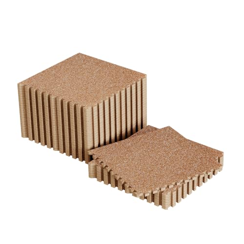 SUPERJARE 0.56'' Thick 120 Sq Ft Rubber Top Gym Flooring for Home Gym - color: Wood, size: 30 Tiles (120 Sq Ft)