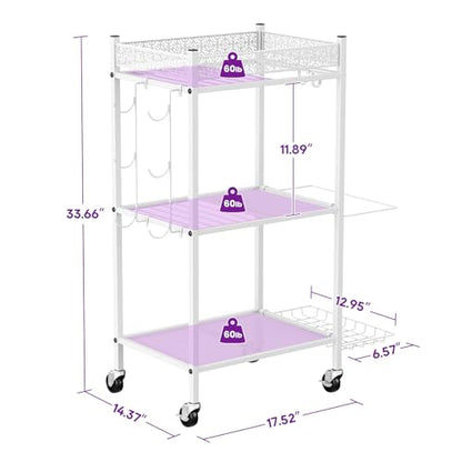 VOPEAK Home Gym Storage Rack, 3-Tier Yoga Mat Storage with Wheels & Hooks - color: WHITE