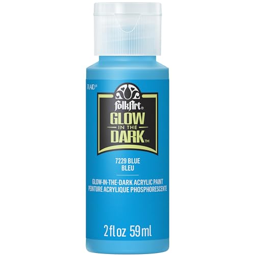 FolkArt Glow-in-the-Dark Acrylic Paint, 2oz., Blue - color: Blue, size: 2 Fl Oz (Pack of 1)