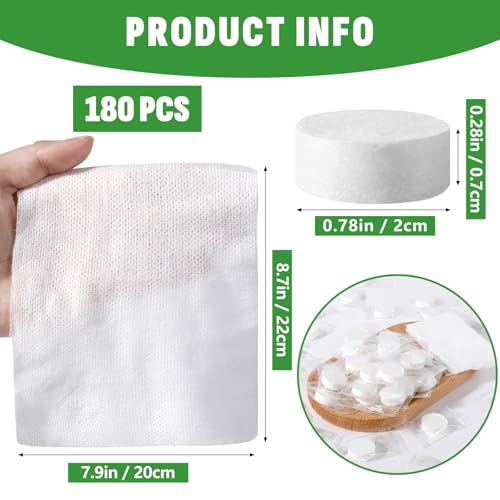 180 Pcs Compressed Towel, Mini Compressed Towel Tablets, Camping Towel - color: 20cm x 22cm-180 Pack