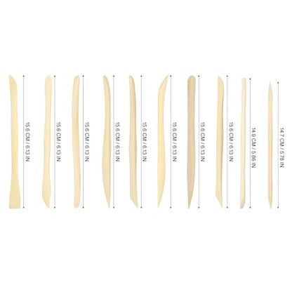 VILLCASE 30pcs Wooden Clay Sculpting Tools, 6.1'' Double Ended Clay Modeling Tools for Cutting Shaping Carving, Polymer Pottery Dough Ceramic Modeling Kit for Classrooms, Beginners, Group Activities