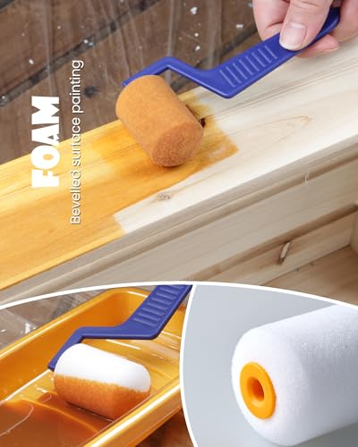 Voomey Small Paint Roller, 2 Inch Mini Paint Roller Kit 10 Pack | Microfiber Paint Rollers with Tray and Roller Frame for Touch Up Painting Wall, Door, Cabinet - size: 2 Inch Mini Paint Roller Kit 10 Pack