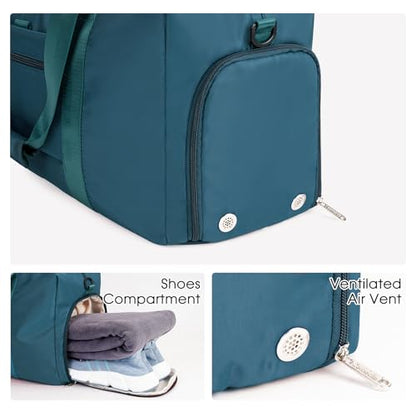 Ceneda 20" Gym Bag for Women with Wet Pocket & Shoe Compartment, Lightweight Duffel Waterproof Carry On Duffle for Travel, Yoga, Overnight (Teal) - color: Teal