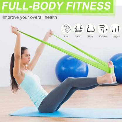 DEEKIN 10 Pcs Resistance Bands Professional Exercise Elastic Bands Latex-Free Yoga Starter Set for Pilates, Physical Therapy, Strength Training, Yoga, Working Out for Women Home Gym - color: Green, style: 5 Lbs