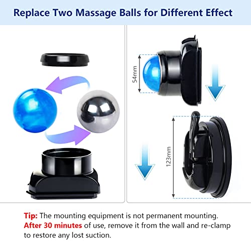 Wall-Mountable Massage Ball 2 pack Muscle Massage Roller for Pain Relief | Myofascial Release,Muscle Knots Back Pain,Hands-Free,Hot/Cold Therapy,Suction Cup Wall Mounting/Floor Rolling,Replace,Wash - style: 1 - Pack - Mountable Ball