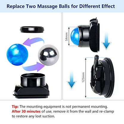 Wall-Mountable Massage Ball 2 pack Muscle Massage Roller for Pain Relief | Myofascial Release,Muscle Knots Back Pain,Hands-Free,Hot/Cold Therapy,Suction Cup Wall Mounting/Floor Rolling,Replace,Wash - style: 1 - Pack - Mountable Ball