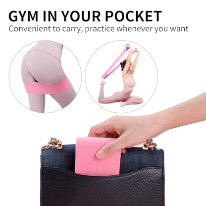 Glute Bands and 11-Loop Stretch Band Set, Fabric Booty Band for Glute Activation, Adjustable Stretching Strap for Yoga, Pilates, Dance, Ballet, Flexibility, Leg Workouts & Home Exercise - color: Pink