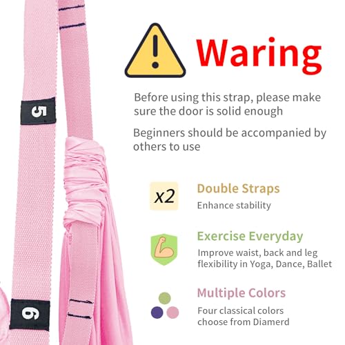 Leg Stretcher Strap Adjustable Fitness Strap Band for Waist Trainer Stretching Door Swing Flexibility Tensile Trainer with Carrying Pouch Back Bend Go Upside-Down for Yoga Practitioner Ballet Dancer Gymnastics Exercises - color: Pink