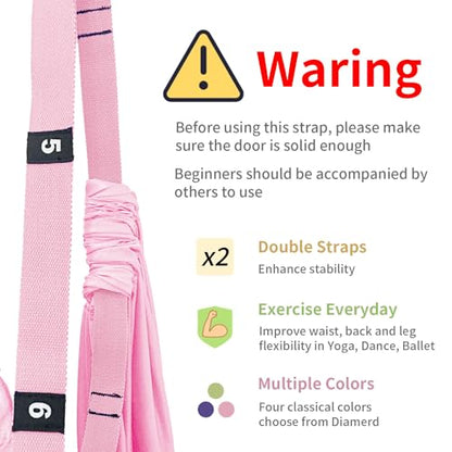 Leg Stretcher Strap Adjustable Fitness Strap Band for Waist Trainer Stretching Door Swing Flexibility Tensile Trainer with Carrying Pouch Back Bend Go Upside-Down for Yoga Practitioner Ballet Dancer Gymnastics Exercises - color: Pink