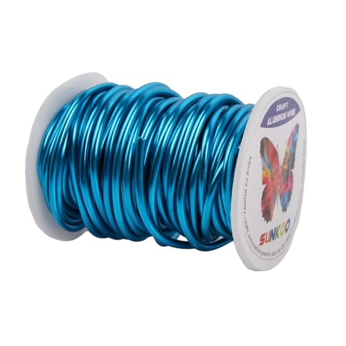 Aluminum Craft Wire,8 Gauge (3mm) Turquoise Blue Bendable Wire,32 Feet Continuous Roll for Jewelry Making,Sculpting,Floral & Armature Projects - size: 8 Gauge 32FT, style: Turquoise Blue
