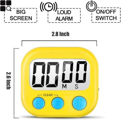 AOUCE Digital Kitchen Timers for Cooking, Timer for Kids 2 Pack Yellow - color: Yellow