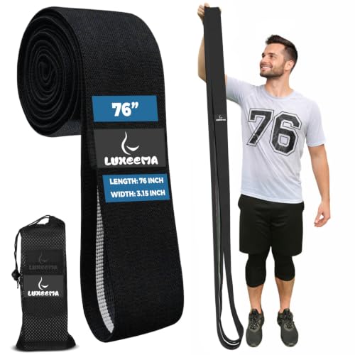 Premium 76" Extra Long Resistance Band for Working Out, 3" Wide Non-Slip Fabric Exercise Band for Stretching, Yoga, Strength Training & Physical Therapy (Black)