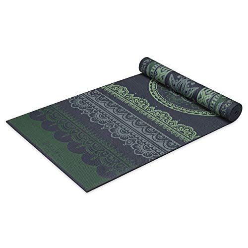 Gaiam Yoga Mat - Premium 6mm Print Reversible Extra Thick Non Slip Exercise & Fitness Mat for All Types of Yoga, Pilates & Floor Workouts (68" x 24" x 6mm Thick) - color: Boho Folk