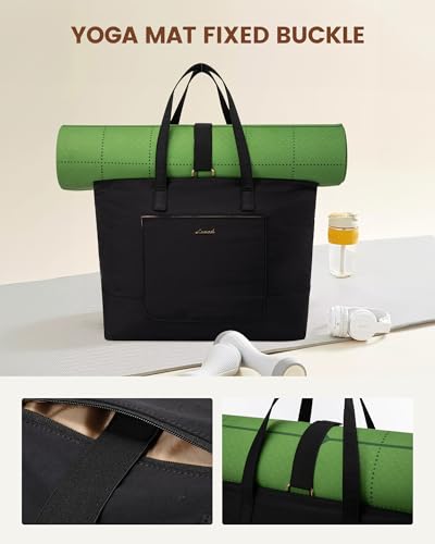 LOVEVOOK Tote Bag for Women, Work Tote with Laptop Compartment for Nurse Travel Commuter, Gym Tote Purse with Yoga Mat Strap