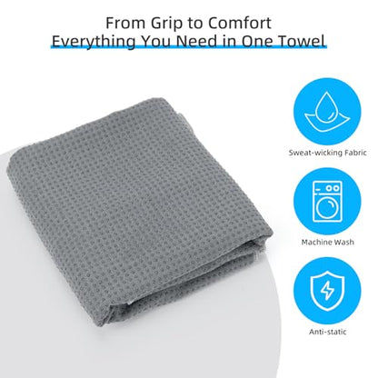 YESLIFE 2-Pack Non-Slip Extra Thick Hot Yoga Towel with Sweat Towel, Microfiber Sweat Absorbent Yoga Mat Towel with Grip Dot, Pilates Mat, 72" x 24", Pink&Grey - color: Pink&grey