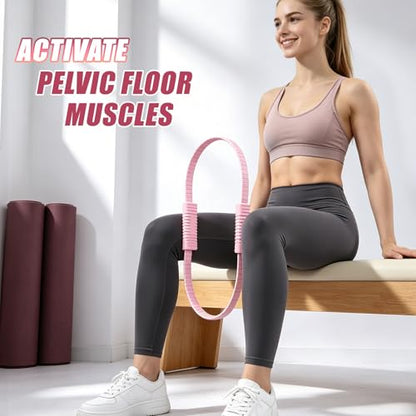 ALongSong Pilates Kit for Women, 13.7in Silicone Pilates Ring with 5 Resistance Bands, 1 Pilates Ball, 1 Pilates Block, 2 Core Sliders, Video Guide for Full Body Home Workouts