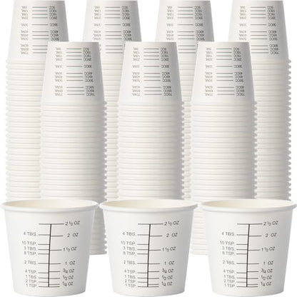 Sliner 200 Pcs 3 oz Graduated Paper Cups Disposable Wax Coated Medicine Cups Disposable Measuring with Clear Measurements for Measuring Resin, Mixing Paint, Resin, Stain, Epoxy