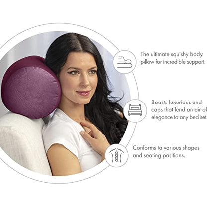 Microbead Bolster Neck Roll Pillow, 14x8 in Cylinder Tube, Burgundy Merlot | Silky feel fabric helps prevent wrinkles & hair breakage; feather-light beads gently cushion head & shoulders as you rest - color: Burgundy - Merlot