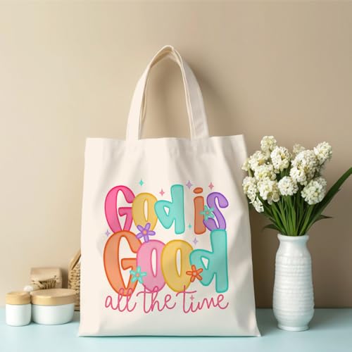 Inspirational Christian Gifts Canvas Tote Bag for Women, Christmas Friendship Birthday Religious Grocery Bags - color: Godgood