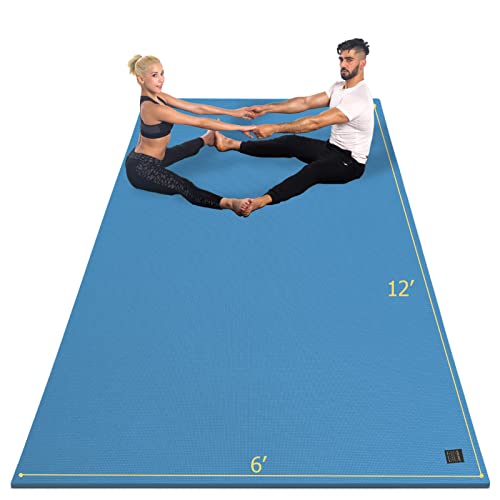 GXMMAT Large Yoga Mat 12'x6'/10'x6'/6'x8'(7mm) - color: Blue Sky, size: 6*12 FT