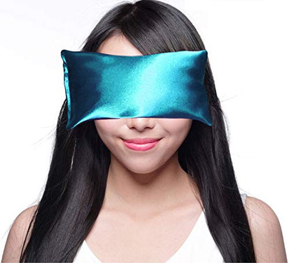 Lavender Eye Pillow - Hot Cold Weighted Eye Pillows for Relaxation, Sleep, Stress, Migraine Relief, Yoga - Aromatherapy Gifts for Women, Birthday, Teachers, Made in USA by Happy Wraps - Auqa - color: Aqua