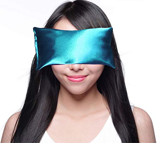 Lavender Eye Pillow - Hot Cold Weighted Eye Pillows for Relaxation, Sleep, Stress, Migraine Relief, Yoga - Aromatherapy Gifts for Women, Birthday, Teachers, Made in USA by Happy Wraps - Auqa - color: Aqua