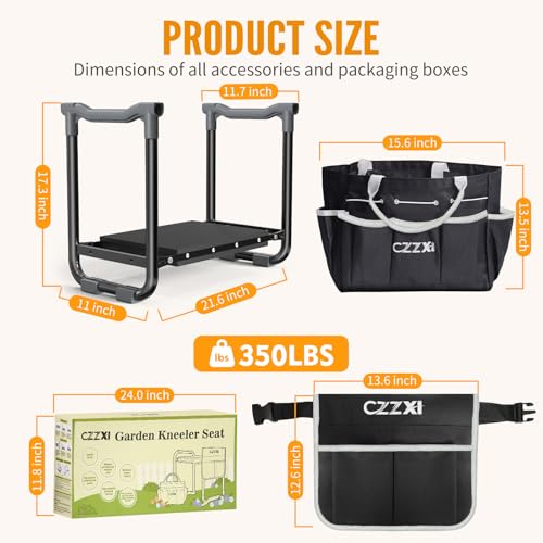 CZZXI Garden Kneeler and Seat, Wider and Thicker Kneeling Pad - color: Black & Gray