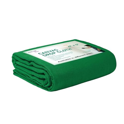 Canvas Drop Cloth for Painting 4x5 feet Pack of 1-8oz Painters Drop Cloths for Painting - All Purpose Canvas Tarps for Floor & Furniture Protection - Recycled Cotton Fabric - color: Green, size: 4x5 Ft - 1 pc