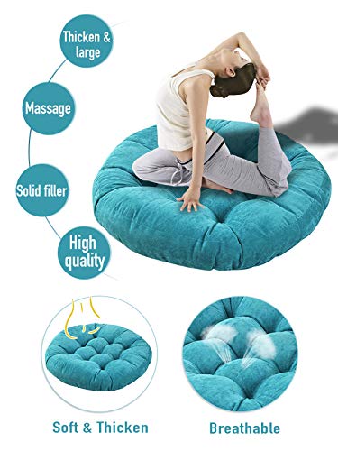 Tiita 22 Inch Floor Cushion - Round Outdoor Chair Cushion Pad - color: (Round)|blue