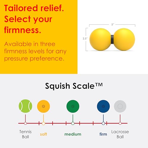 Rodo 2-in-1 Soft Peanut & Lacrosse Ball Roller | Deep Tissue Massage Tool for Fascia, Plantar Fasciitis, Hips & Back | Mobility & Recovery Roller | Compact, Travel-Friendly, Pilates & Therapy Ready - color: Yellow