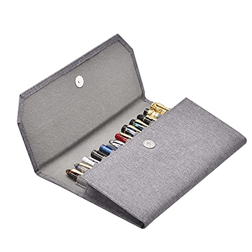 Lanxivi Fountain Pen Case Black Gray Coffee Style PU Leather 48 12 - color: Gray-12 Slot