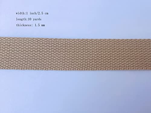 1 Inch Cotton Webbing 10 Yards Cotton Strap for Tote Canvas Bags Crafts Sewing (2033 Khaki) - color: 2033 Khaki