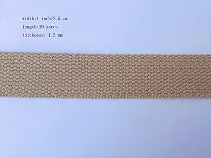 1 Inch Cotton Webbing 10 Yards Cotton Strap for Tote Canvas Bags Crafts Sewing (2033 Khaki) - color: 2033 Khaki